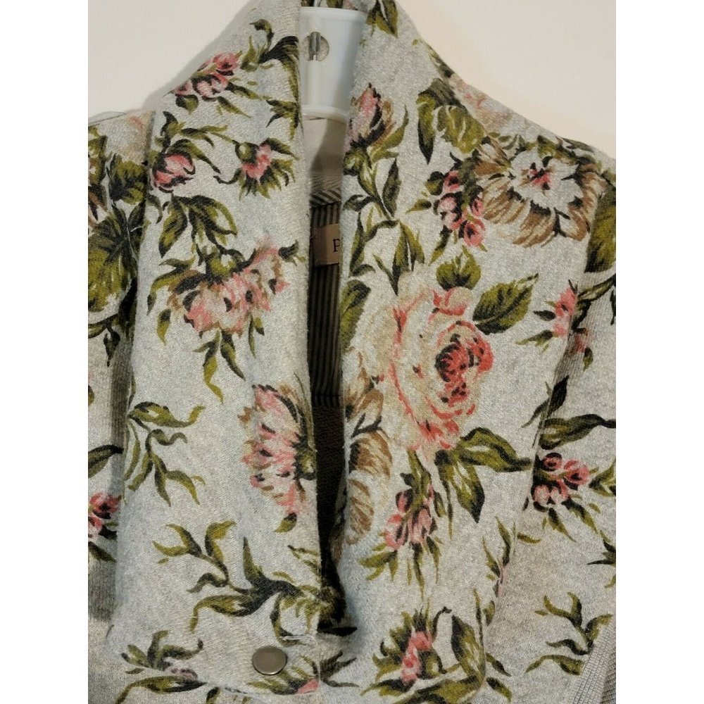 Philosophy Gray Floral Print Snap Button Soft Shel - Picture 11 of 12